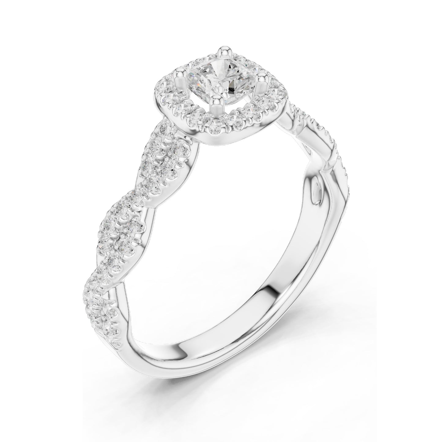 0.858 CT Cushion Cut Lab Diamond Engagement Ring with Halo | VVS-VS EF Clarity | 18KT, 14KT, 10KT Gold & 925 Silver | Moissanite & Diamond Options | Rose, Yellow, White Gold