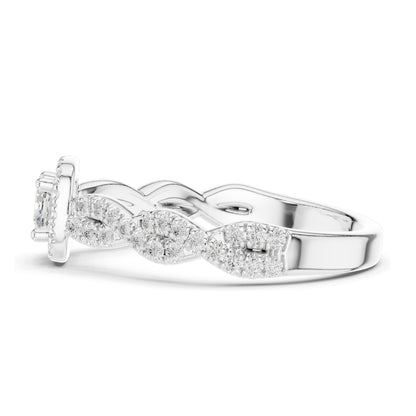 0.858 CT Cushion Cut Lab Diamond Engagement Ring with Halo | VVS-VS EF Clarity | 18KT, 14KT, 10KT Gold & 925 Silver | Moissanite & Diamond Options | Rose, Yellow, White Gold