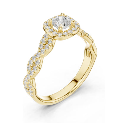 0.858 CT Cushion Cut Lab Diamond Engagement Ring with Halo | VVS-VS EF Clarity | 18KT, 14KT, 10KT Gold & 925 Silver | Moissanite & Diamond Options | Rose, Yellow, White Gold