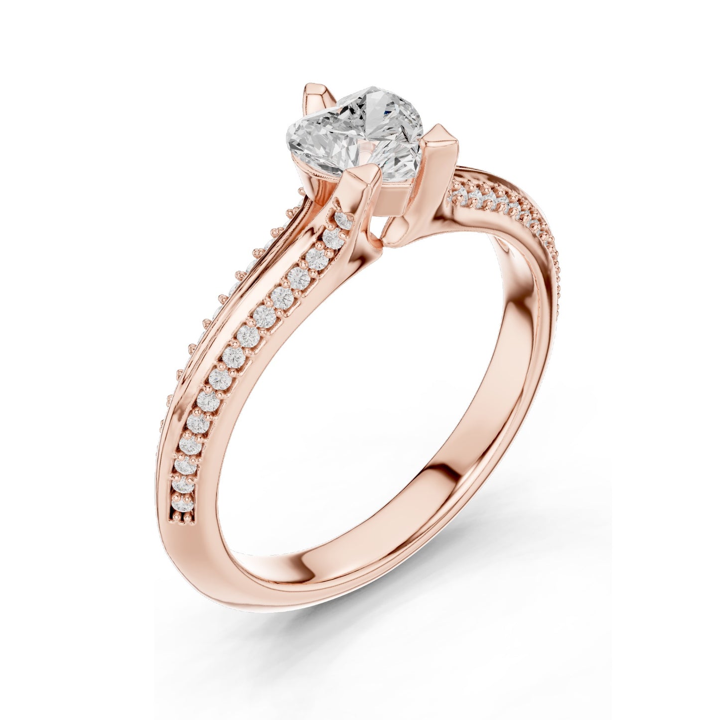 0.84 CT Heart Cut Lab Diamond Engagement Ring | VVS-VS EF Clarity | 18KT, 14KT, 10KT Gold & 925 Silver | Rose, Yellow, White Gold & Moissanite Options