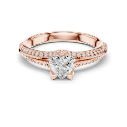 0.84 CT Heart Cut Lab Diamond Engagement Ring | VVS-VS EF Clarity | 18KT, 14KT, 10KT Gold & 925 Silver | Rose, Yellow, White Gold & Moissanite Options