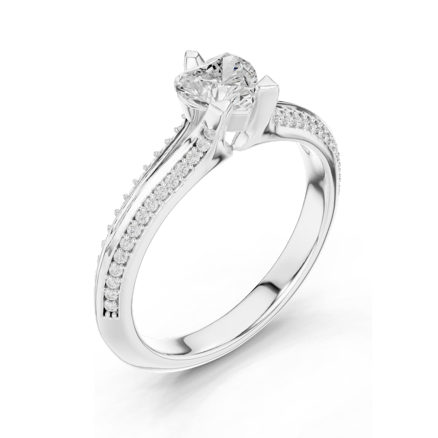 0.84 CT Heart Cut Lab Diamond Engagement Ring | VVS-VS EF Clarity | 18KT, 14KT, 10KT Gold & 925 Silver | Rose, Yellow, White Gold & Moissanite Options