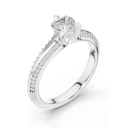 0.84 CT Heart Cut Lab Diamond Engagement Ring | VVS-VS EF Clarity | 18KT, 14KT, 10KT Gold & 925 Silver | Rose, Yellow, White Gold & Moissanite Options