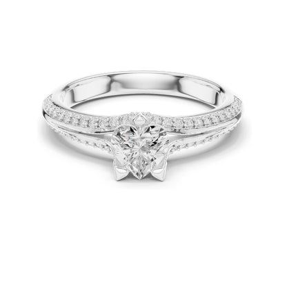 0.84 CT Heart Cut Lab Diamond Engagement Ring | VVS-VS EF Clarity | 18KT, 14KT, 10KT Gold & 925 Silver | Rose, Yellow, White Gold & Moissanite Options