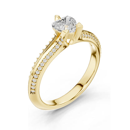 0.84 CT Heart Cut Lab Diamond Engagement Ring | VVS-VS EF Clarity | 18KT, 14KT, 10KT Gold & 925 Silver | Rose, Yellow, White Gold & Moissanite Options