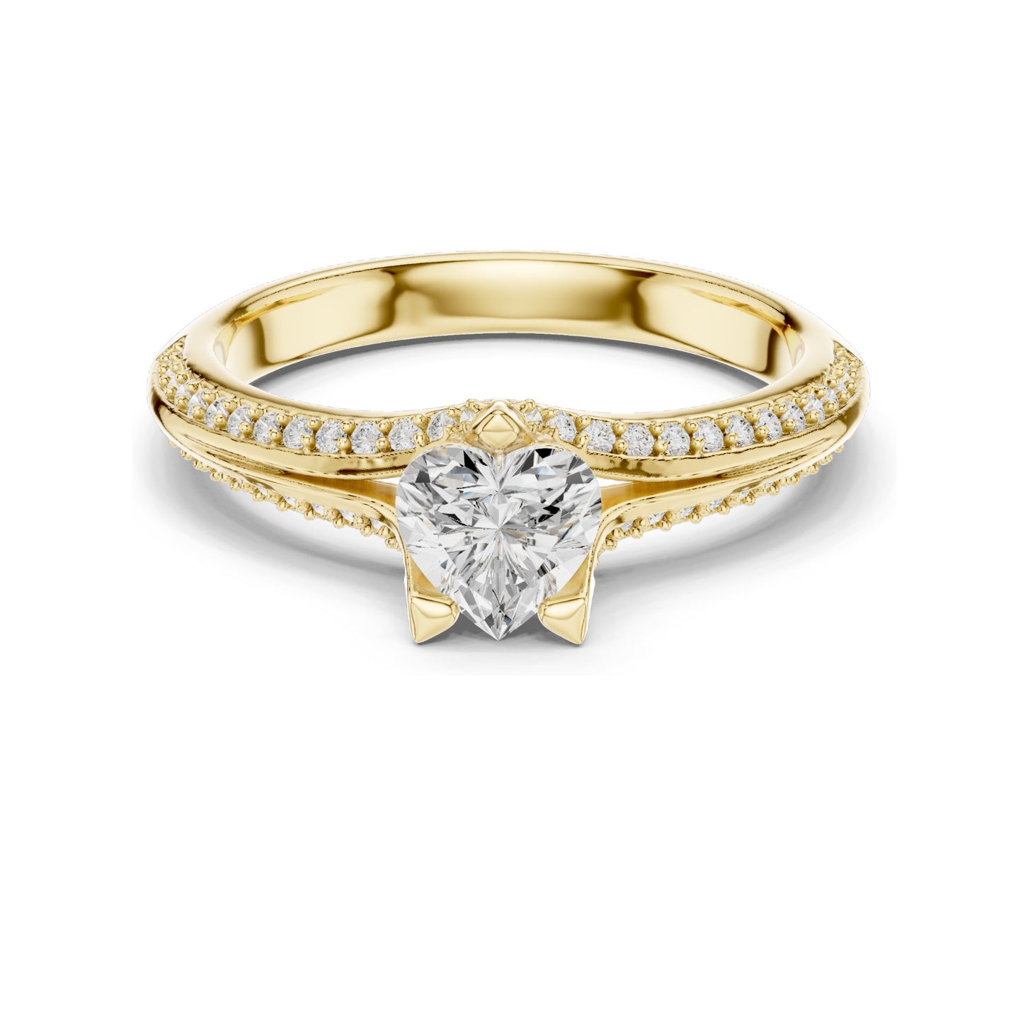0.84 CT Heart Cut Lab Diamond Engagement Ring | VVS-VS EF Clarity | 18KT, 14KT, 10KT Gold & 925 Silver | Rose, Yellow, White Gold & Moissanite Options