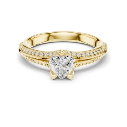 0.84 CT Heart Cut Lab Diamond Engagement Ring | VVS-VS EF Clarity | 18KT, 14KT, 10KT Gold & 925 Silver | Rose, Yellow, White Gold & Moissanite Options