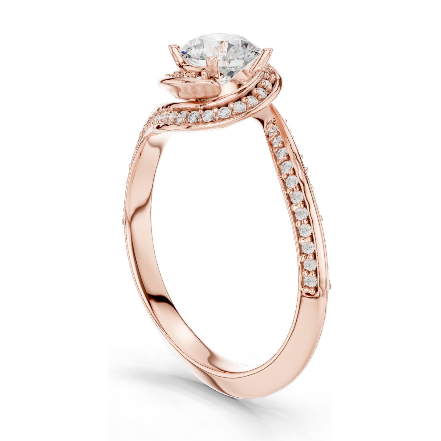 0.996 CT Round Brilliant Lab Diamond Engagement Ring with Halo Twist | VVS-VS EF Clarity | 18KT, 14KT, 10KT Gold & 925 Silver | Moissanite & Diamond Options | Rose, Yellow, White Gold