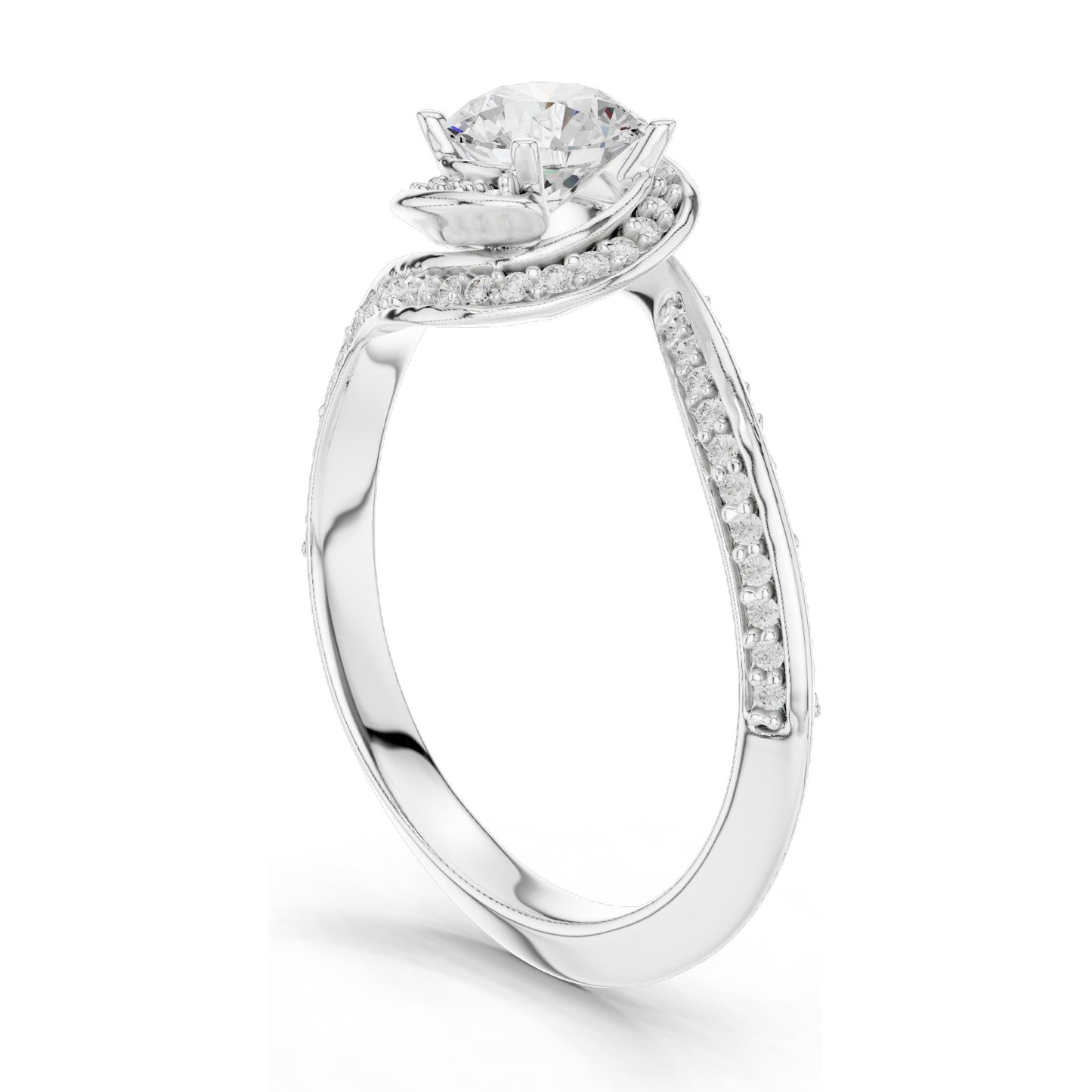 0.996 CT Round Brilliant Lab Diamond Engagement Ring with Halo Twist | VVS-VS EF Clarity | 18KT, 14KT, 10KT Gold & 925 Silver | Moissanite & Diamond Options | Rose, Yellow, White Gold