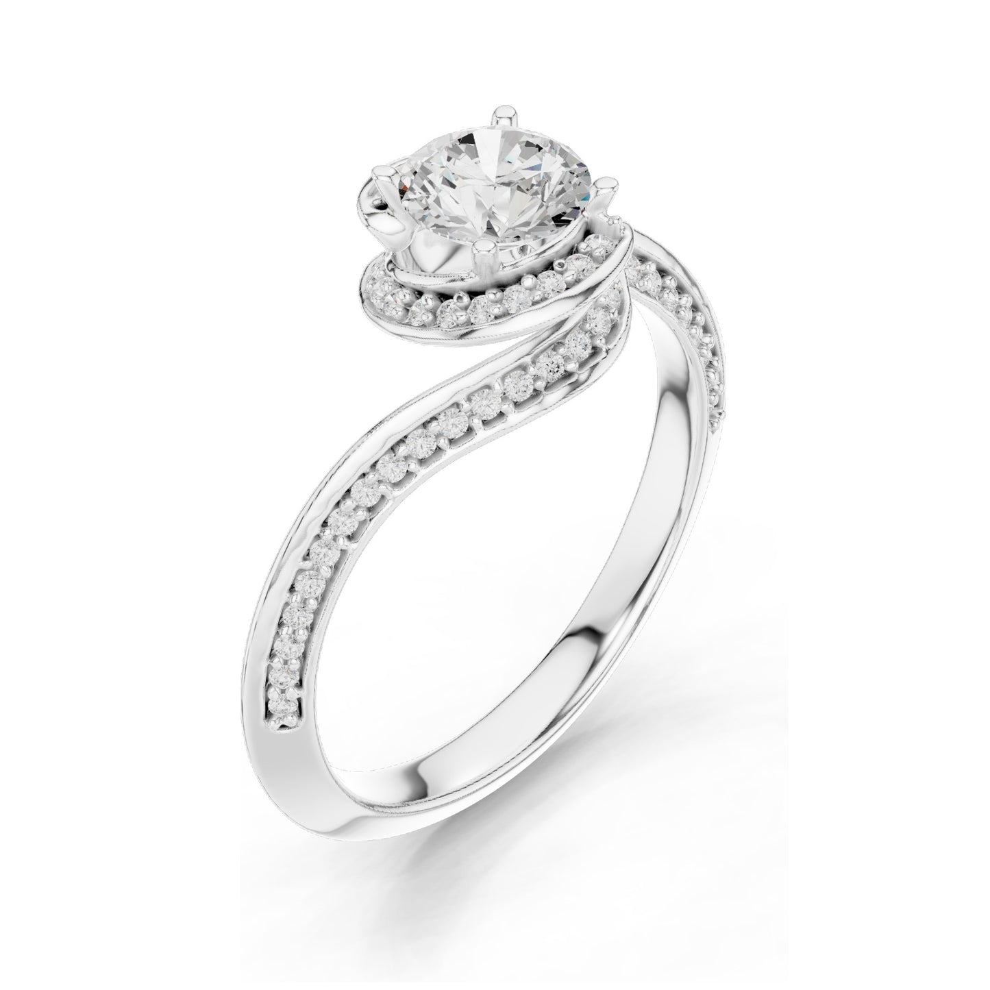 0.996 CT Round Brilliant Lab Diamond Engagement Ring with Halo Twist | VVS-VS EF Clarity | 18KT, 14KT, 10KT Gold & 925 Silver | Moissanite & Diamond Options | Rose, Yellow, White Gold
