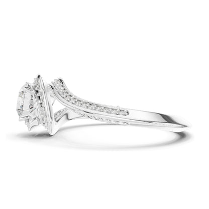 0.996 CT Round Brilliant Lab Diamond Engagement Ring with Halo Twist | VVS-VS EF Clarity | 18KT, 14KT, 10KT Gold & 925 Silver | Moissanite & Diamond Options | Rose, Yellow, White Gold