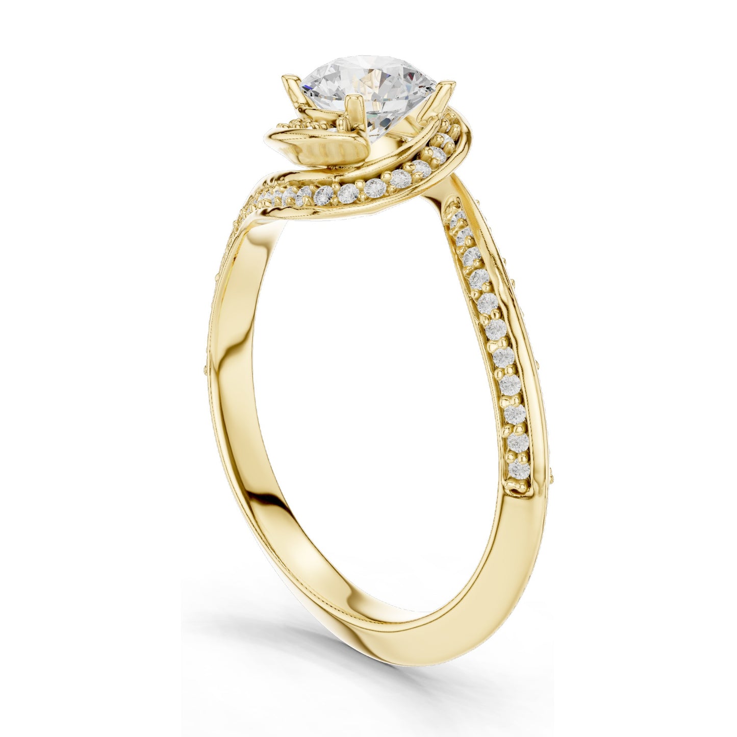 0.996 CT Round Brilliant Lab Diamond Engagement Ring with Halo Twist | VVS-VS EF Clarity | 18KT, 14KT, 10KT Gold & 925 Silver | Moissanite & Diamond Options | Rose, Yellow, White Gold