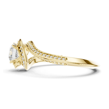 0.996 CT Round Brilliant Lab Diamond Engagement Ring with Halo Twist | VVS-VS EF Clarity | 18KT, 14KT, 10KT Gold & 925 Silver | Moissanite & Diamond Options | Rose, Yellow, White Gold