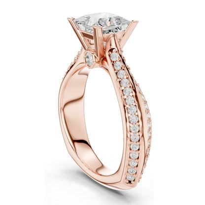 2.59 CT Princess Cut Lab Diamond Ring for Women | VVS-VS EF Clarity | 18KT, 14KT, 10KT Gold & 925 Silver | Rose, Yellow, White Gold & Moissanite Options