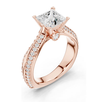 2.59 CT Princess Cut Lab Diamond Ring for Women | VVS-VS EF Clarity | 18KT, 14KT, 10KT Gold & 925 Silver | Rose, Yellow, White Gold & Moissanite Options