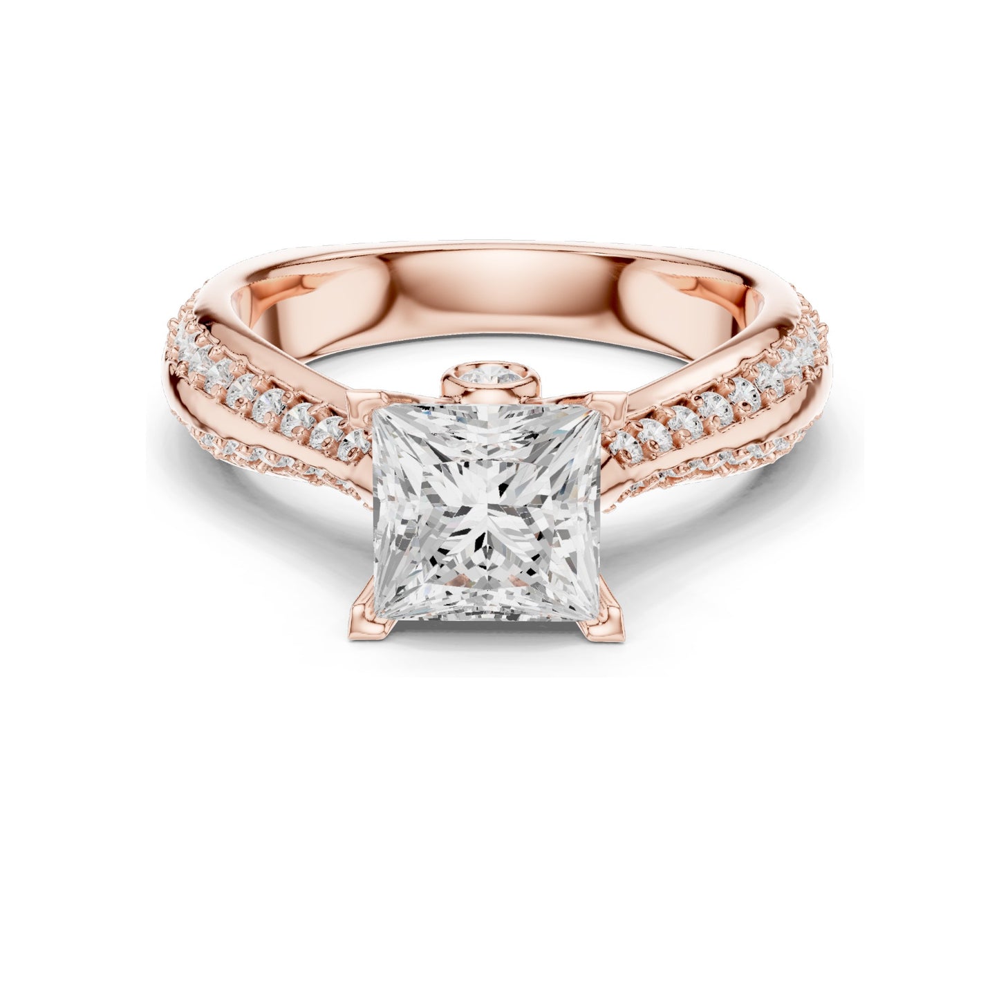 2.59 CT Princess Cut Lab Diamond Ring for Women | VVS-VS EF Clarity | 18KT, 14KT, 10KT Gold & 925 Silver | Rose, Yellow, White Gold & Moissanite Options