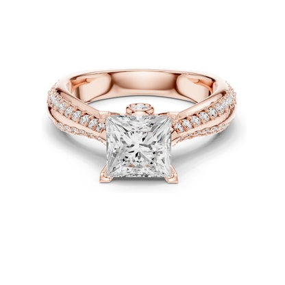 2.59 CT Princess Cut Lab Diamond Ring for Women | VVS-VS EF Clarity | 18KT, 14KT, 10KT Gold & 925 Silver | Rose, Yellow, White Gold & Moissanite Options