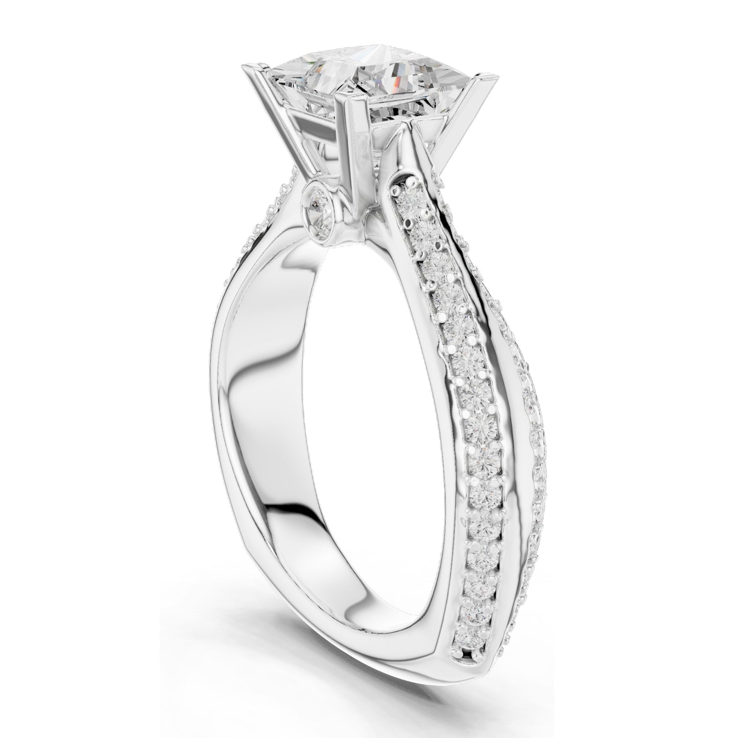 2.59 CT Princess Cut Lab Diamond Ring for Women | VVS-VS EF Clarity | 18KT, 14KT, 10KT Gold & 925 Silver | Rose, Yellow, White Gold & Moissanite Options