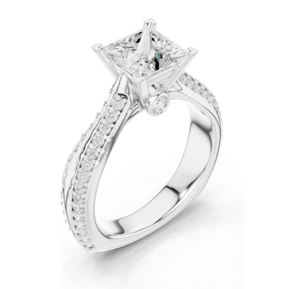 2.59 CT Princess Cut Lab Diamond Ring for Women | VVS-VS EF Clarity | 18KT, 14KT, 10KT Gold & 925 Silver | Rose, Yellow, White Gold & Moissanite Options