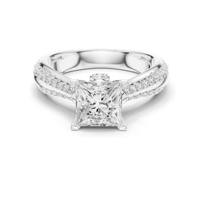 2.59 CT Princess Cut Lab Diamond Ring for Women | VVS-VS EF Clarity | 18KT, 14KT, 10KT Gold & 925 Silver | Rose, Yellow, White Gold & Moissanite Options