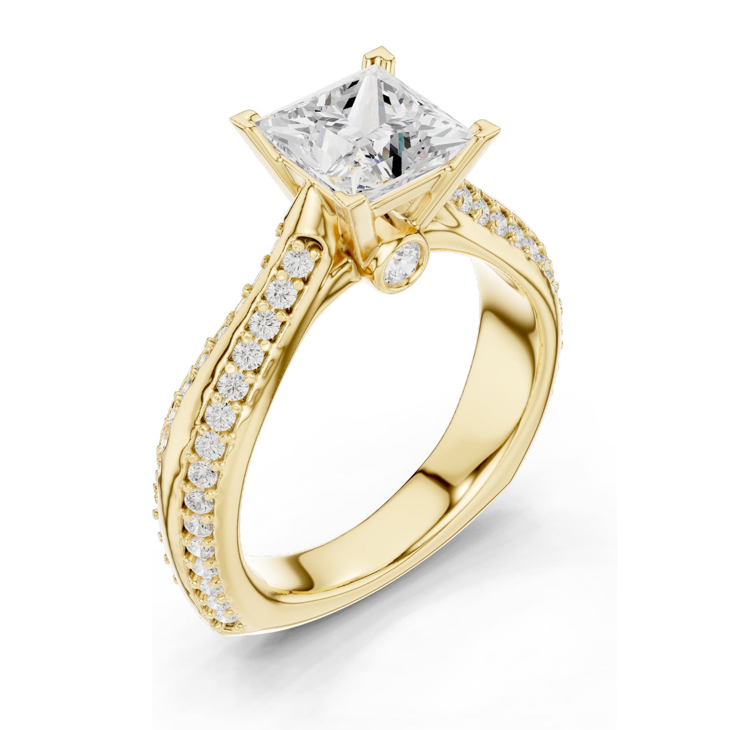 2.59 CT Princess Cut Lab Diamond Ring for Women | VVS-VS EF Clarity | 18KT, 14KT, 10KT Gold & 925 Silver | Rose, Yellow, White Gold & Moissanite Options
