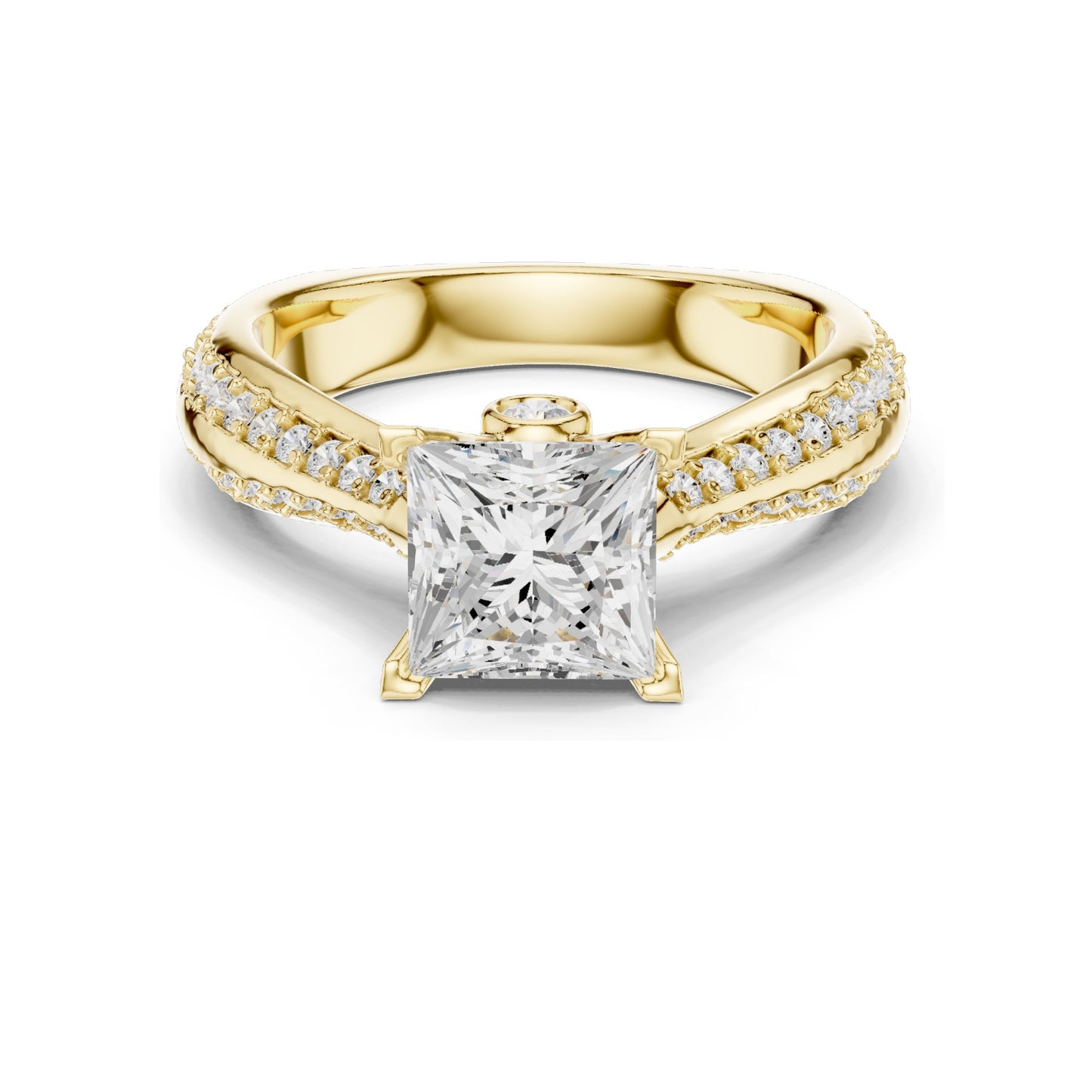 2.59 CT Princess Cut Lab Diamond Ring for Women | VVS-VS EF Clarity | 18KT, 14KT, 10KT Gold & 925 Silver | Rose, Yellow, White Gold & Moissanite Options