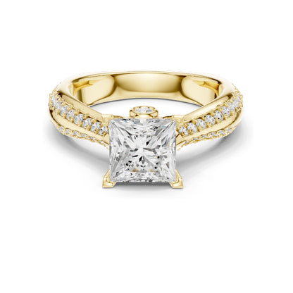 2.59 CT Princess Cut Lab Diamond Ring for Women | VVS-VS EF Clarity | 18KT, 14KT, 10KT Gold & 925 Silver | Rose, Yellow, White Gold & Moissanite Options