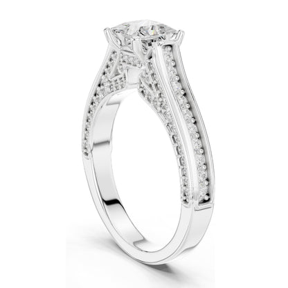 1.70 CT Princess Cut Lab Diamond Ring with Pave Accents for Women | VVS-VS EF Clarity | 18KT, 14KT, 10KT Gold & 925 Silver | Rose, Yellow, White Gold & Moissanite Options