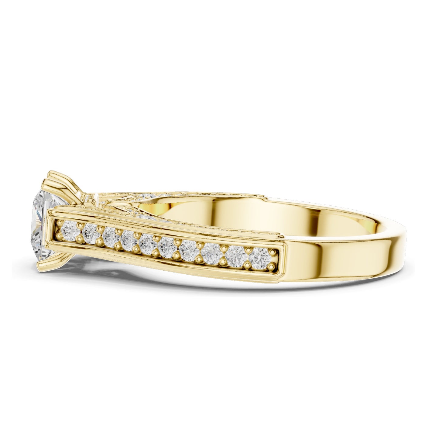 1.70 CT Princess Cut Lab Diamond Ring with Pave Accents for Women | VVS-VS EF Clarity | 18KT, 14KT, 10KT Gold & 925 Silver | Rose, Yellow, White Gold & Moissanite Options