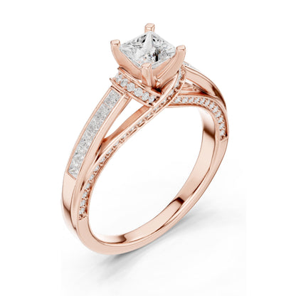 1.156 CT Princess Cut Lab Diamond Ring for Women | VVS-VS EF Clarity | 18KT, 14KT, 10KT Gold & 925 Silver | Rose, Yellow, White Gold & Moissanite Options