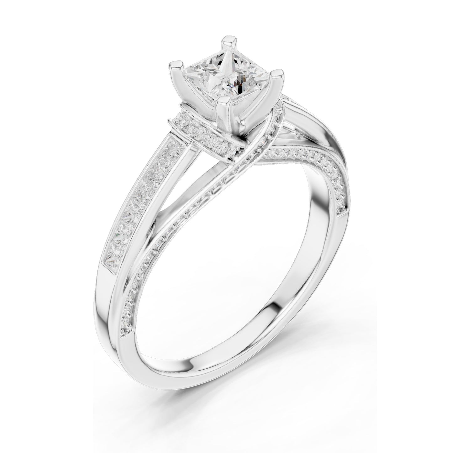 1.156 CT Princess Cut Lab Diamond Ring for Women | VVS-VS EF Clarity | 18KT, 14KT, 10KT Gold & 925 Silver | Rose, Yellow, White Gold & Moissanite Options