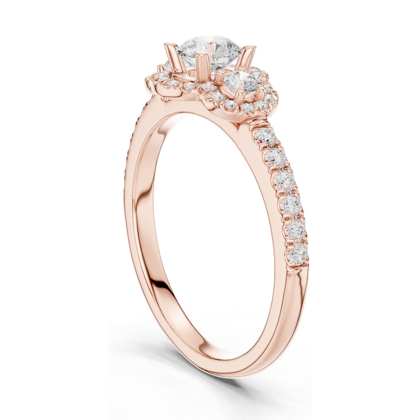 0.95 CT Round Brilliant Lab Diamond Halo Ring for Women | VVS-VS EF Clarity | 18KT, 14KT, 10KT Gold & 925 Silver | Rose, Yellow, White Gold & Moissanite Options