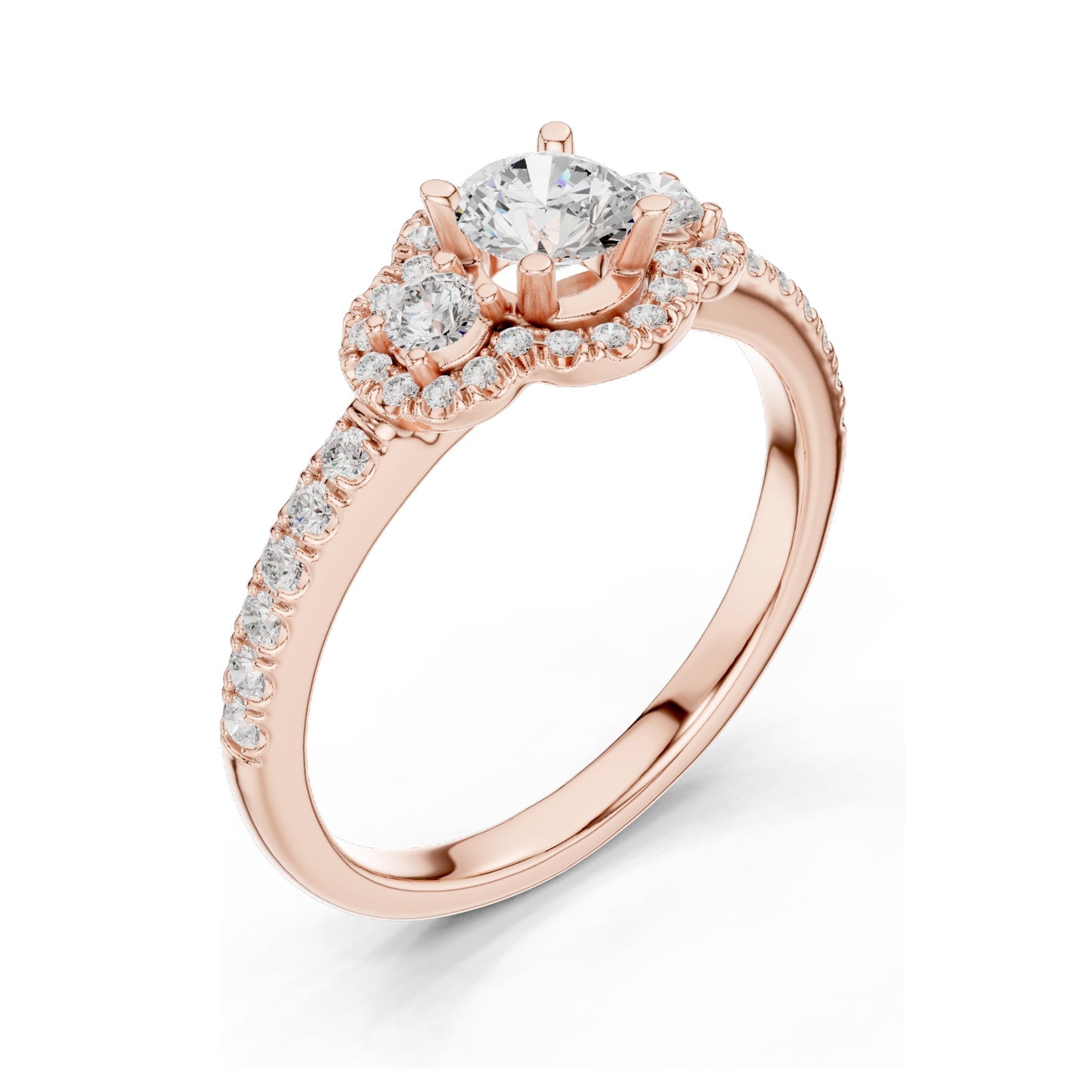 0.95 CT Round Brilliant Lab Diamond Halo Ring for Women | VVS-VS EF Clarity | 18KT, 14KT, 10KT Gold & 925 Silver | Rose, Yellow, White Gold & Moissanite Options