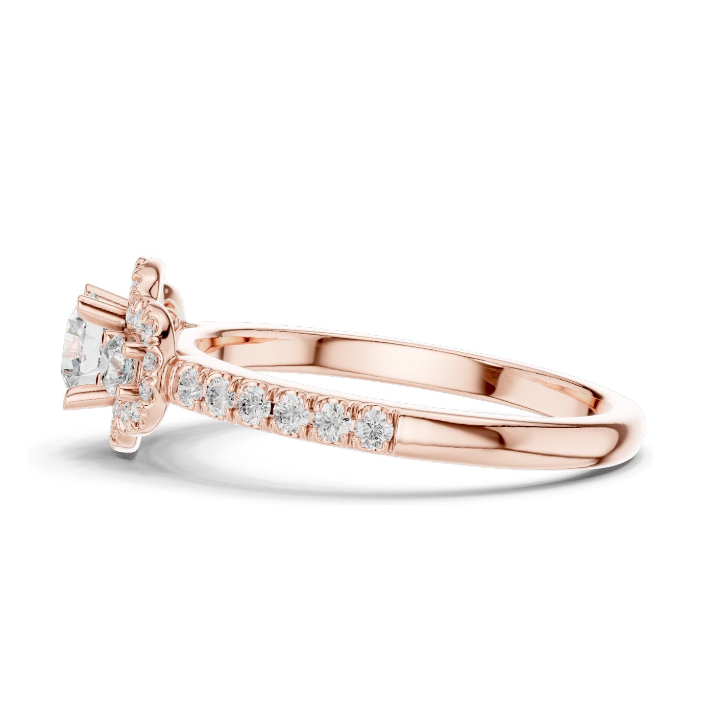 0.95 CT Round Brilliant Lab Diamond Halo Ring for Women | VVS-VS EF Clarity | 18KT, 14KT, 10KT Gold & 925 Silver | Rose, Yellow, White Gold & Moissanite Options