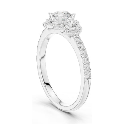 0.95 CT Round Brilliant Lab Diamond Halo Ring for Women | VVS-VS EF Clarity | 18KT, 14KT, 10KT Gold & 925 Silver | Rose, Yellow, White Gold & Moissanite Options