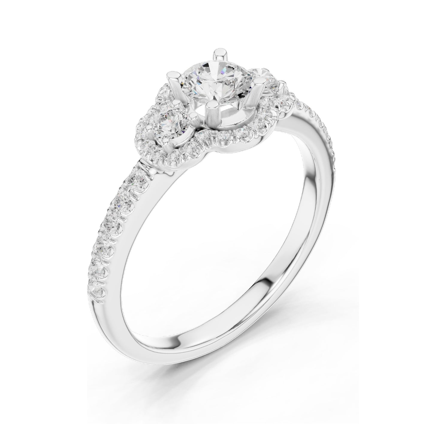 0.95 CT Round Brilliant Lab Diamond Halo Ring for Women | VVS-VS EF Clarity | 18KT, 14KT, 10KT Gold & 925 Silver | Rose, Yellow, White Gold & Moissanite Options