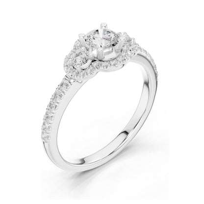 0.95 CT Round Brilliant Lab Diamond Halo Ring for Women | VVS-VS EF Clarity | 18KT, 14KT, 10KT Gold & 925 Silver | Rose, Yellow, White Gold & Moissanite Options