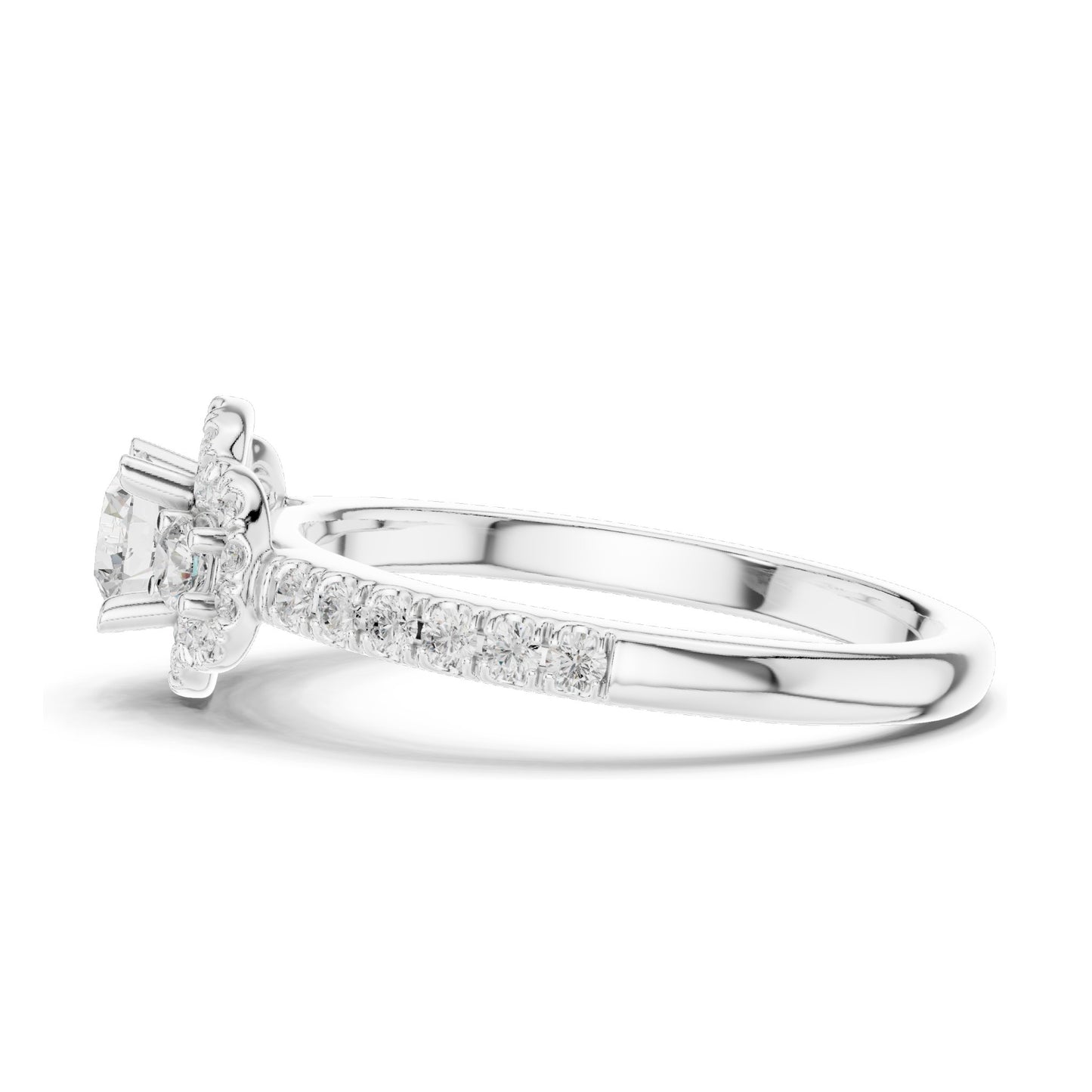 0.95 CT Round Brilliant Lab Diamond Halo Ring for Women | VVS-VS EF Clarity | 18KT, 14KT, 10KT Gold & 925 Silver | Rose, Yellow, White Gold & Moissanite Options