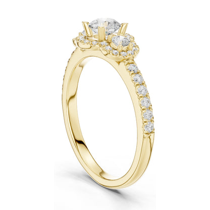 0.95 CT Round Brilliant Lab Diamond Halo Ring for Women | VVS-VS EF Clarity | 18KT, 14KT, 10KT Gold & 925 Silver | Rose, Yellow, White Gold & Moissanite Options