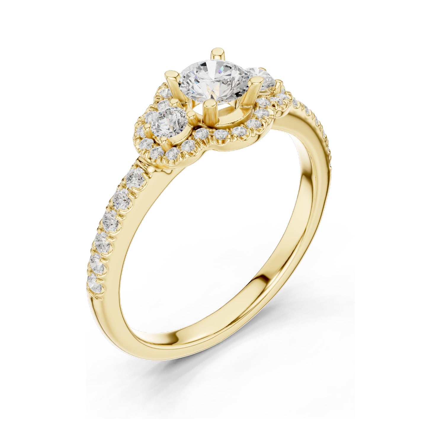 0.95 CT Round Brilliant Lab Diamond Halo Ring for Women | VVS-VS EF Clarity | 18KT, 14KT, 10KT Gold & 925 Silver | Rose, Yellow, White Gold & Moissanite Options