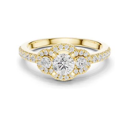 0.95 CT Round Brilliant Lab Diamond Halo Ring for Women | VVS-VS EF Clarity | 18KT, 14KT, 10KT Gold & 925 Silver | Rose, Yellow, White Gold & Moissanite Options