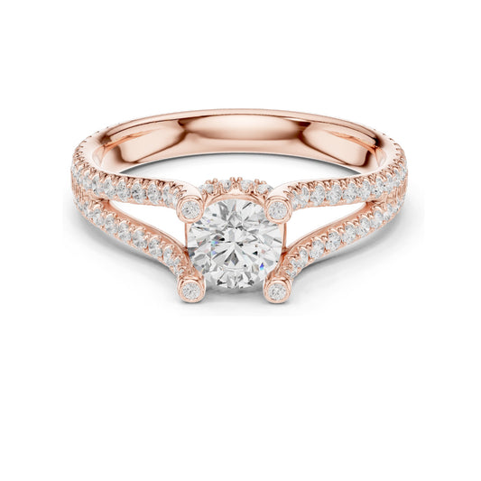 1.29 CT Round Brilliant Lab Diamond Engagement Ring | VVS-VS EF Clarity | 18KT, 14KT, 10KT Gold & 925 Silver | Moissanite Option | Rose, Yellow, White Gold