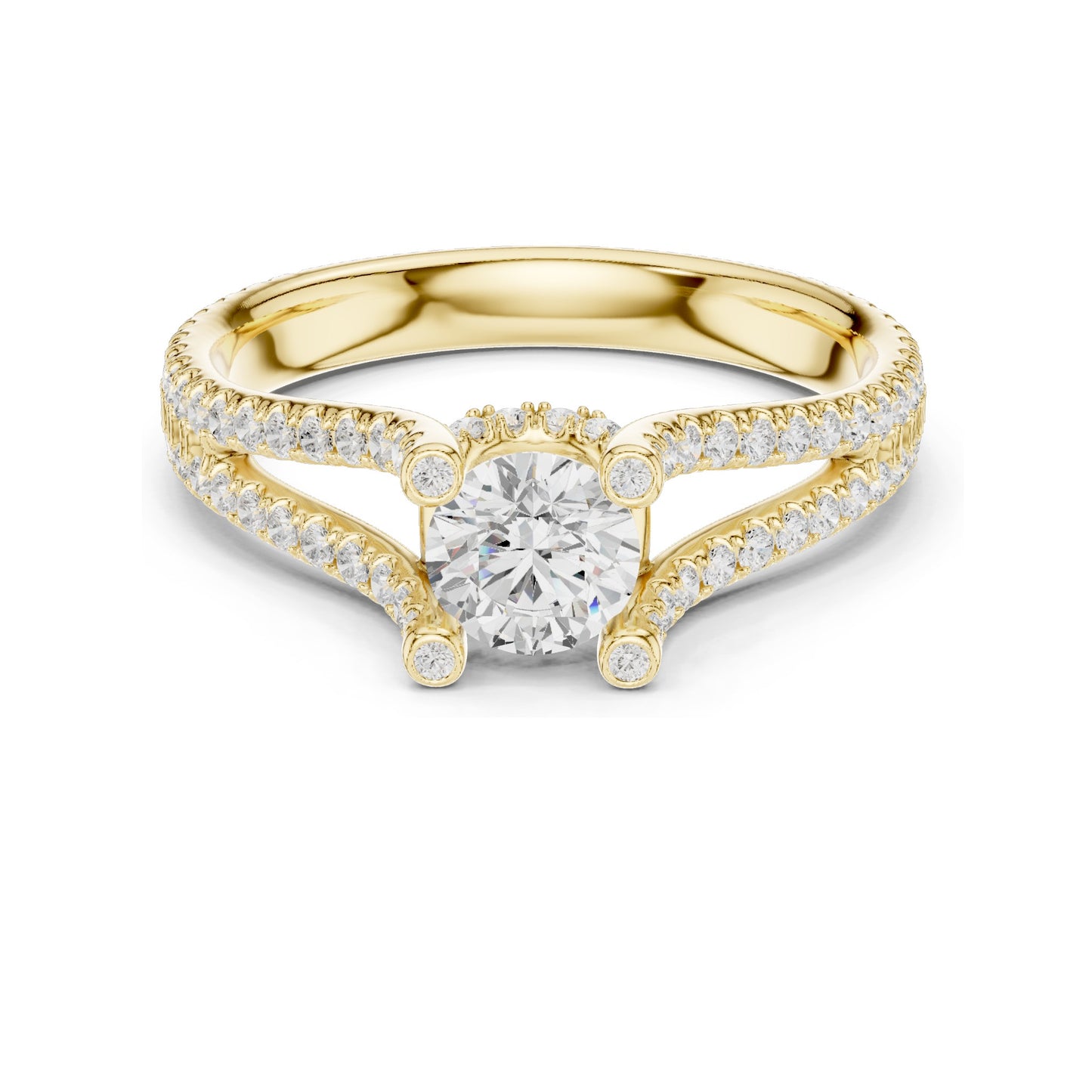 1.29 CT Round Brilliant Lab Diamond Engagement Ring | VVS-VS EF Clarity | 18KT, 14KT, 10KT Gold & 925 Silver | Moissanite Option | Rose, Yellow, White Gold