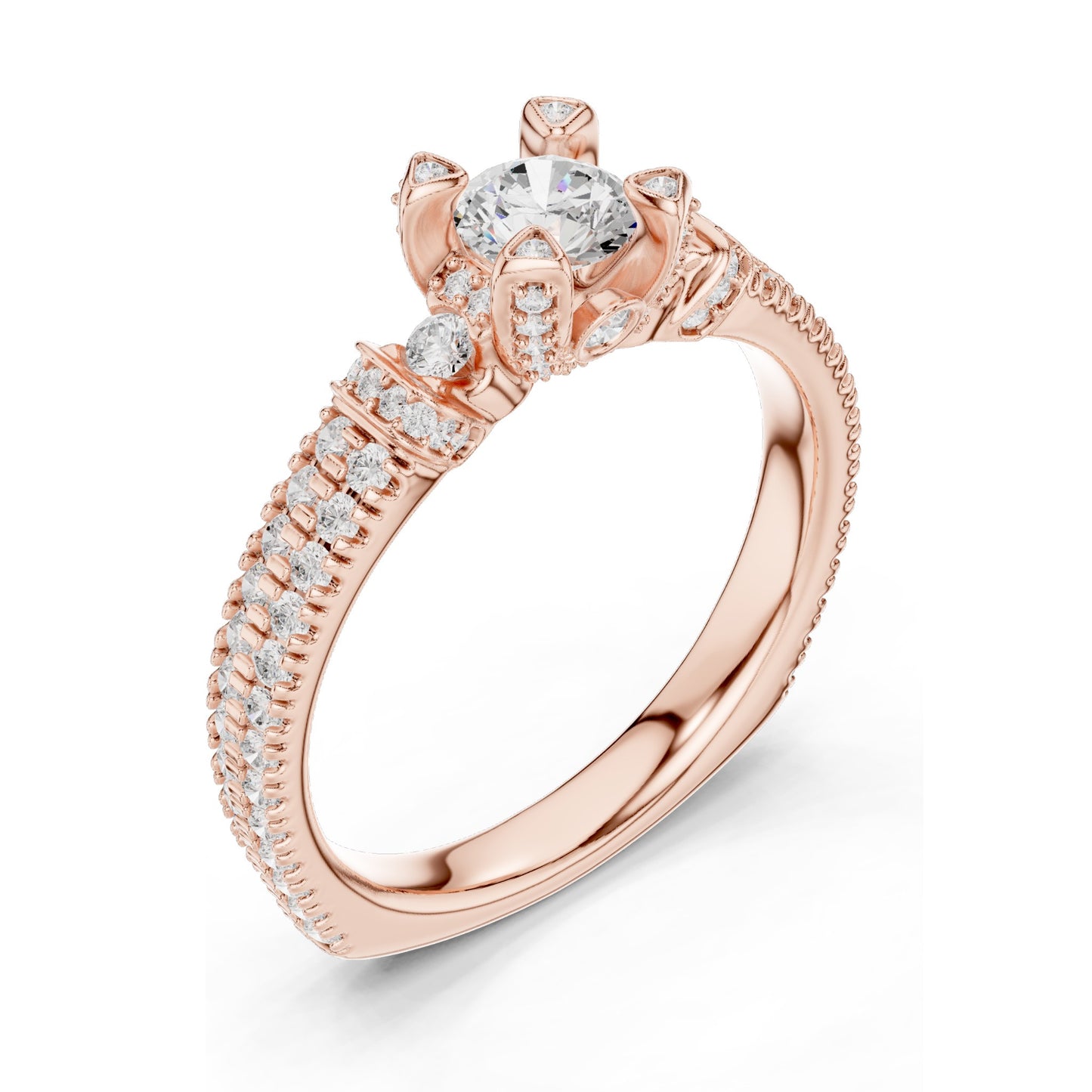 1.19 CT Round Brilliant Lab Diamond Engagement Ring | VVS-VS EF Clarity | 18KT, 14KT, 10KT Gold & 925 Silver | Moissanite Option | Rose, Yellow, White Gold