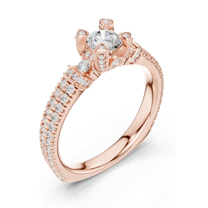 1.19 CT Round Brilliant Lab Diamond Engagement Ring | VVS-VS EF Clarity | 18KT, 14KT, 10KT Gold & 925 Silver | Moissanite Option | Rose, Yellow, White Gold