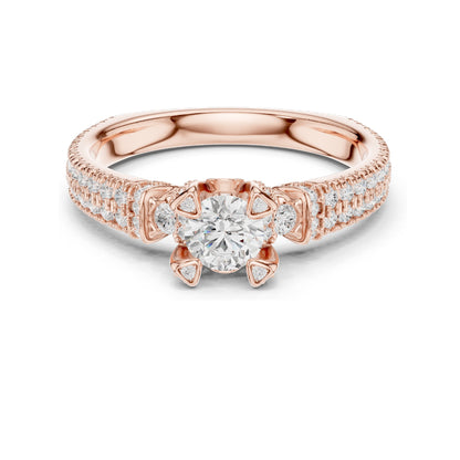 1.19 CT Round Brilliant Lab Diamond Engagement Ring | VVS-VS EF Clarity | 18KT, 14KT, 10KT Gold & 925 Silver | Moissanite Option | Rose, Yellow, White Gold