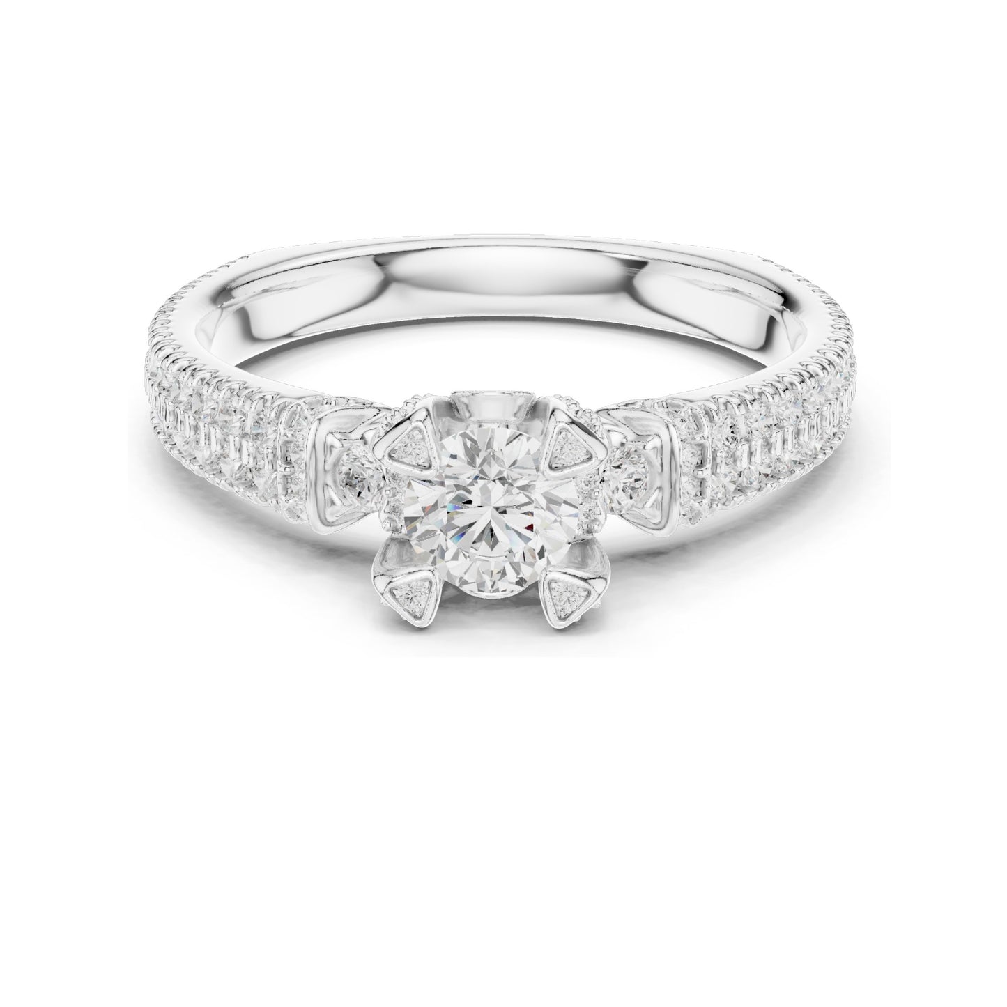 1.19 CT Round Brilliant Lab Diamond Engagement Ring | VVS-VS EF Clarity | 18KT, 14KT, 10KT Gold & 925 Silver | Moissanite Option | Rose, Yellow, White Gold