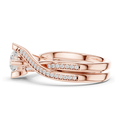0.936 CT Round Brilliant Lab Diamond Ladies Ring with Pave Accent | VVS-VS EF Clarity | 18KT, 14KT, 10KT Gold & 925 Silver | Rose, Yellow, White Gold & Moissanite Options