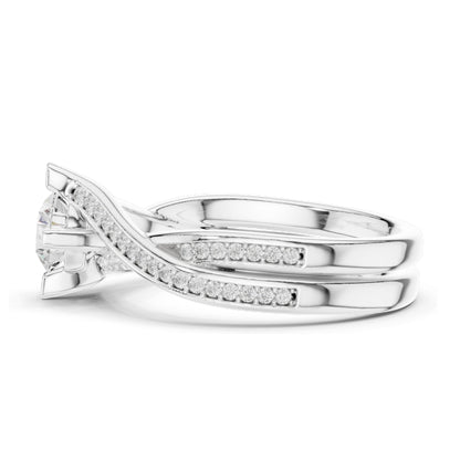 0.936 CT Round Brilliant Lab Diamond Ladies Ring with Pave Accent | VVS-VS EF Clarity | 18KT, 14KT, 10KT Gold & 925 Silver | Rose, Yellow, White Gold & Moissanite Options