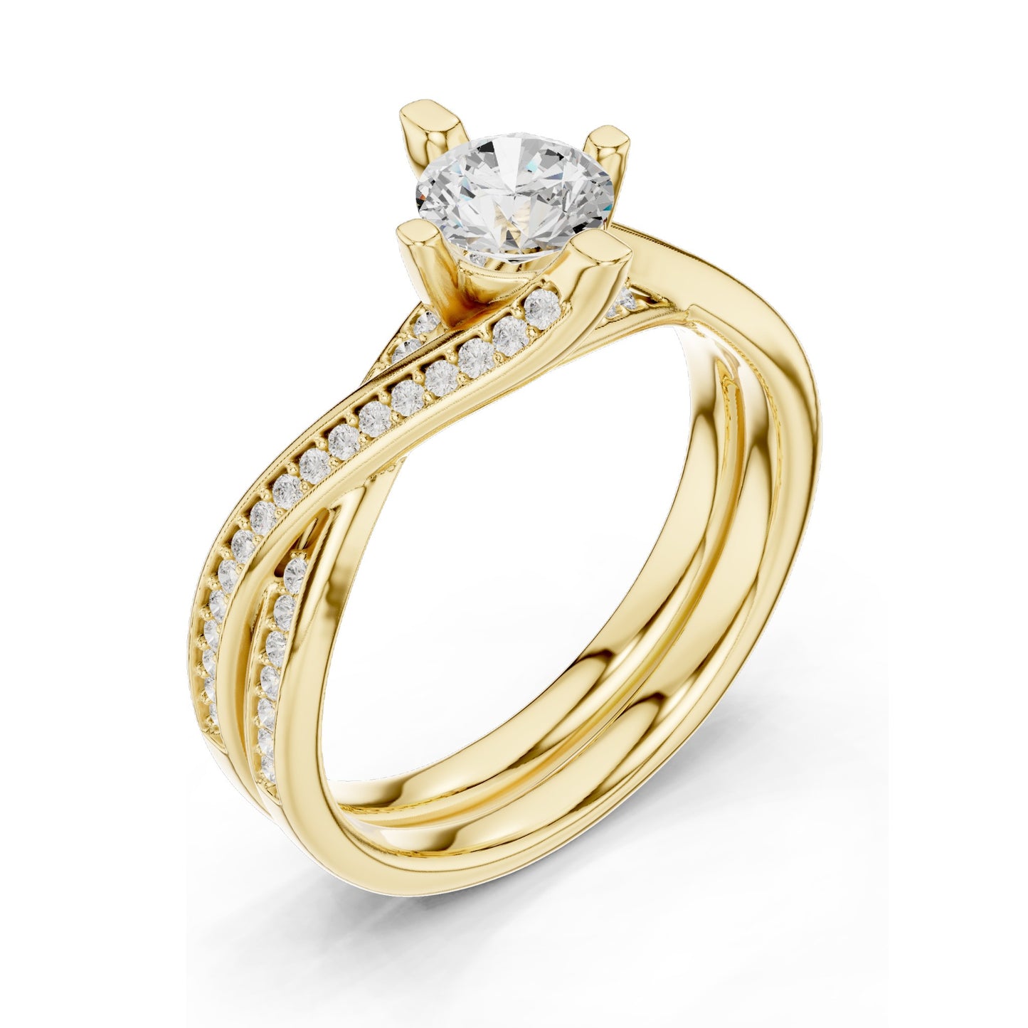 0.936 CT Round Brilliant Lab Diamond Ladies Ring with Pave Accent | VVS-VS EF Clarity | 18KT, 14KT, 10KT Gold & 925 Silver | Rose, Yellow, White Gold & Moissanite Options